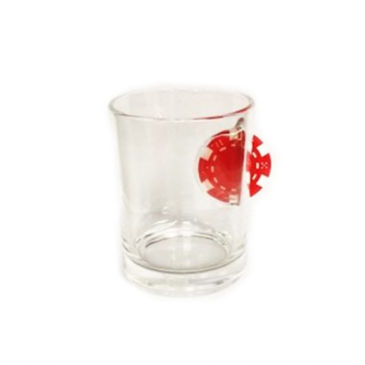 Lucky Chip Rocks Glass - Red Poker Chip main image